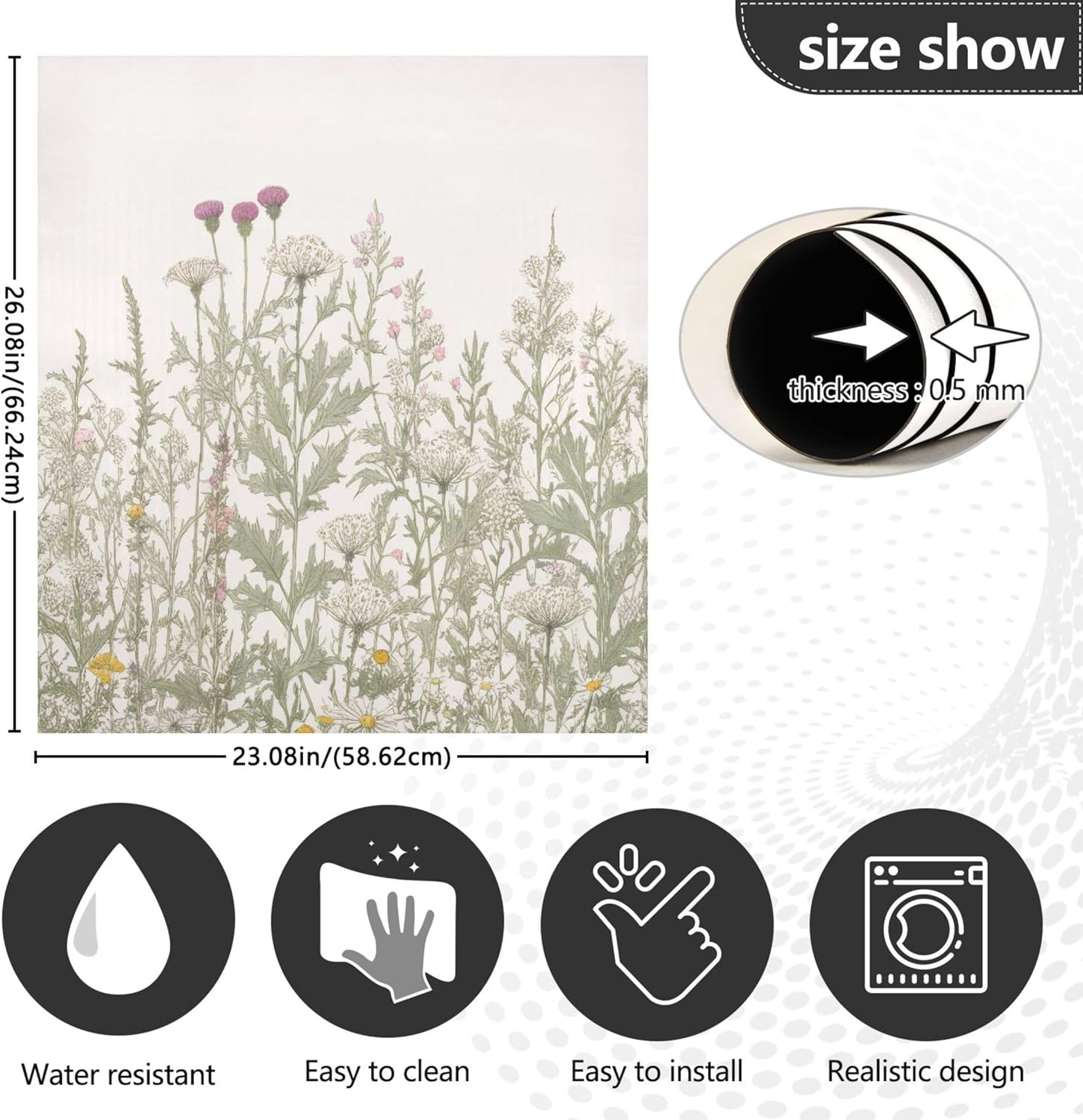 Herb Flower Dishwasher Magnet Cover, Reuseable Refrigerator Magnet Cover Decal Fridge Microwave Stickers Hoilday Party Decor, 23 x 26 Inch